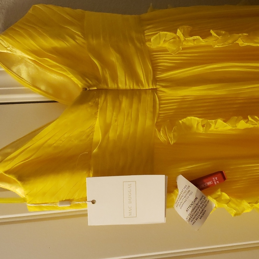 Mac Duggal Ruffle/Pleated Yellow Dress - Picture 5 of 8